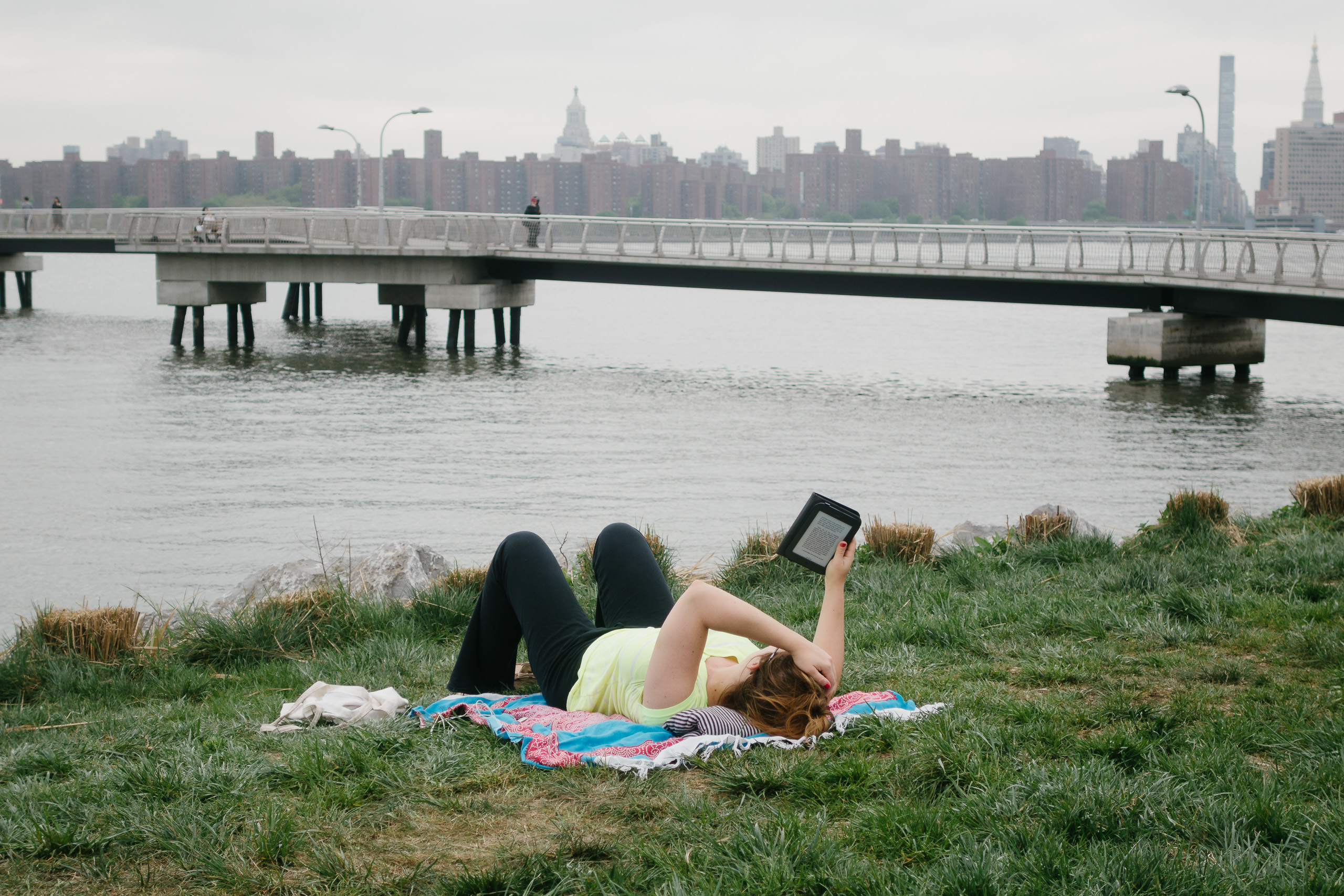 eReading in the grass at Transmitter Park