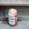 Frozen-over can of Budweiser at base of Berry St. stoop (detail)