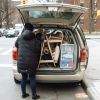 A borrowed van packed with Alessandra's belongings