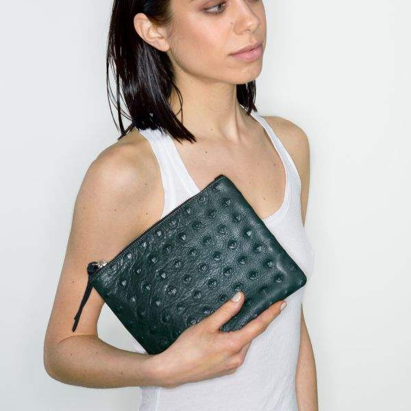 model with handbag