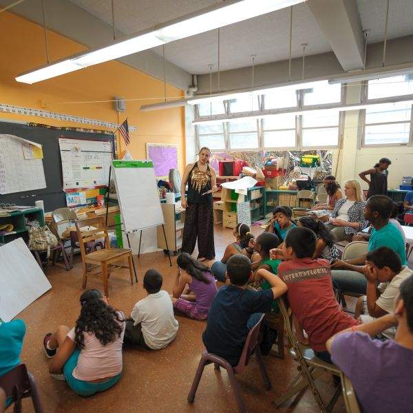 leading an art class