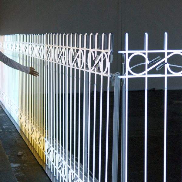 neon light fence armory show