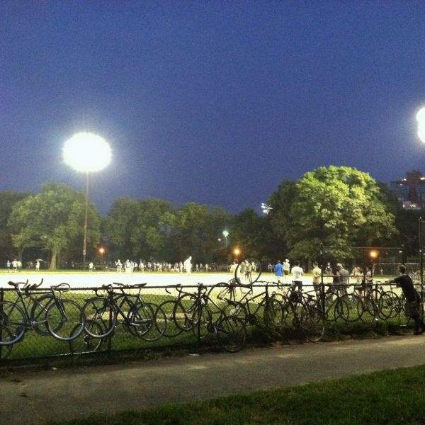bicycles fence mccarren park kickball youth hipsters