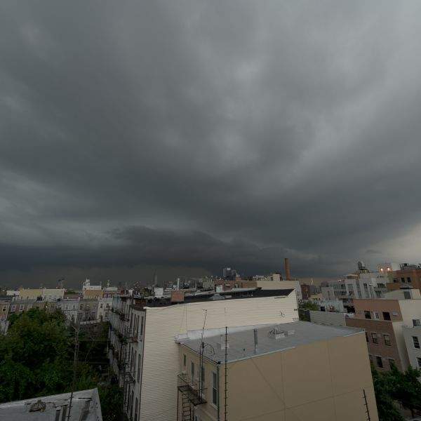 storm clouds over manhattan and brooklyn williamsburg bad weather