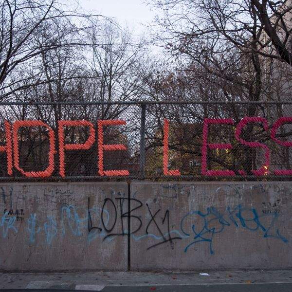hope less streamer in fence