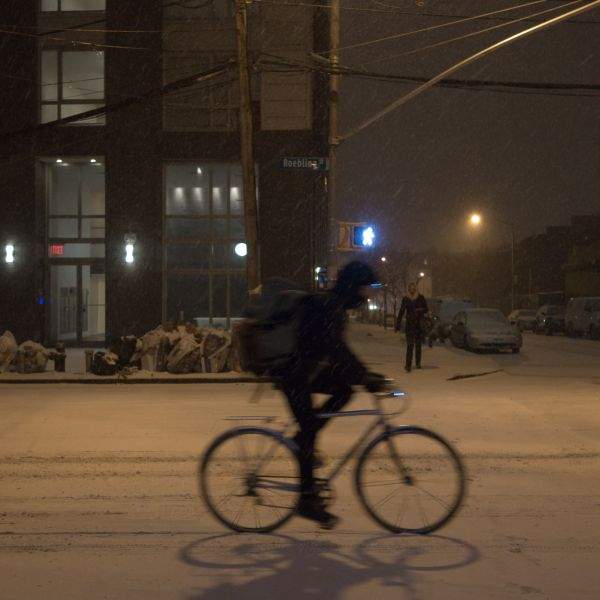 Cyclist in the snow