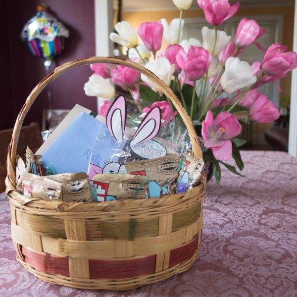 easter basket on my parent's dining room table