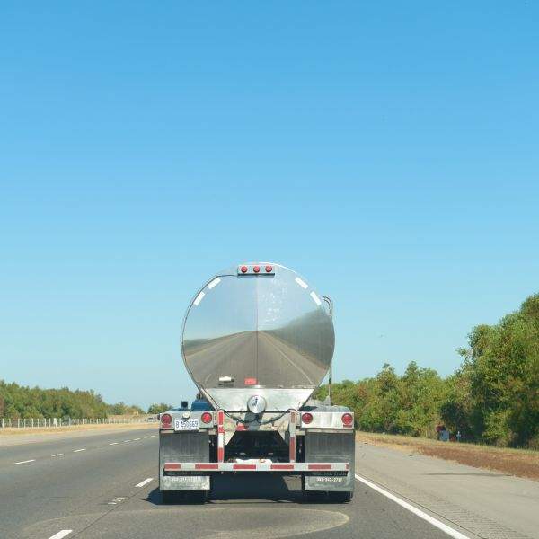 reflective rear of a tanker truck