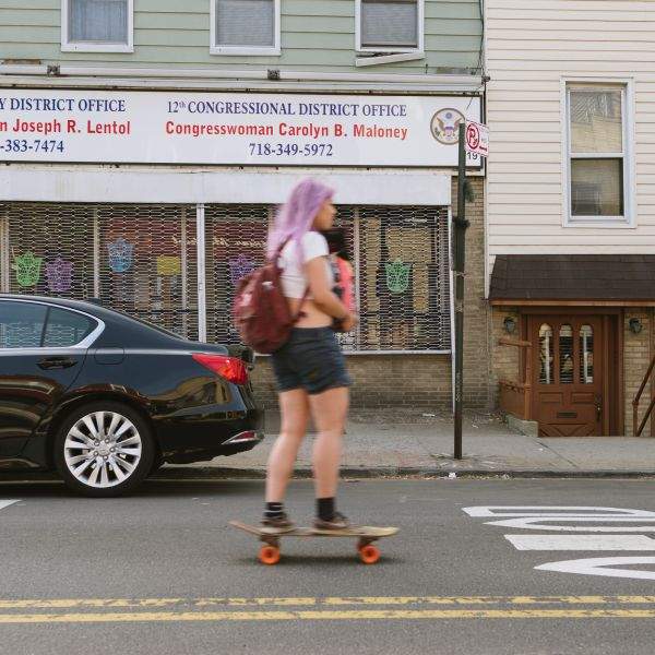 Hauling charcoal by skateboard