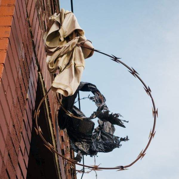 Polo shirt on barbed wire