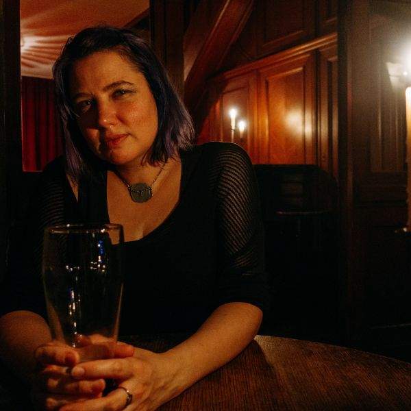 Lisa, by candlelight, at a Kruezberg Bar
