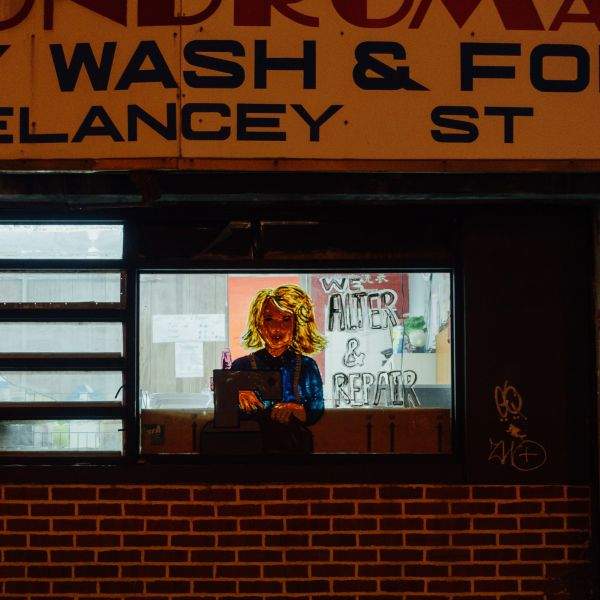 A standardized sign, original in this window