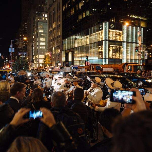 After NYPD escorted them down the street, the mariachi continued to play