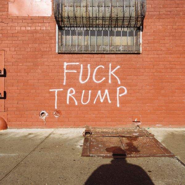 Fuck Trum on Brick Wall