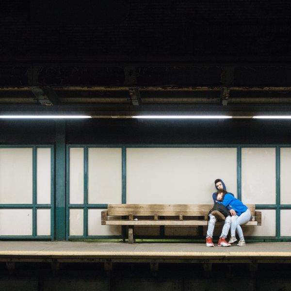 Couple Waiting on Marcy Ave
