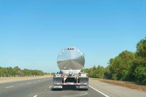 reflective rear of a tanker truck