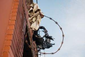 Polo shirt on barbed wire
