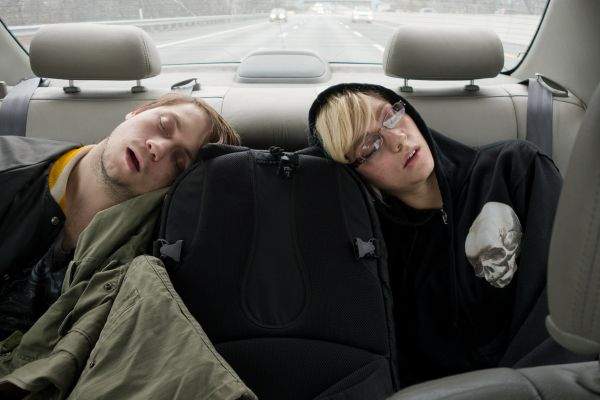 Dean and Brittany taking a nap in the back seat