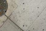 TRUMP IS A MONSTER says the sidewalk on Spring Street at 7th Avenue TRUMP IS A MONSTER says the sidewalk on Spring Street at 7th Avenue