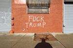 Fuck Trump scrawled on Brick Wall Fuck Trum on Brick Wall