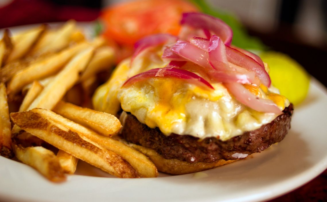 Pierogi Burger at Grille on Seventh