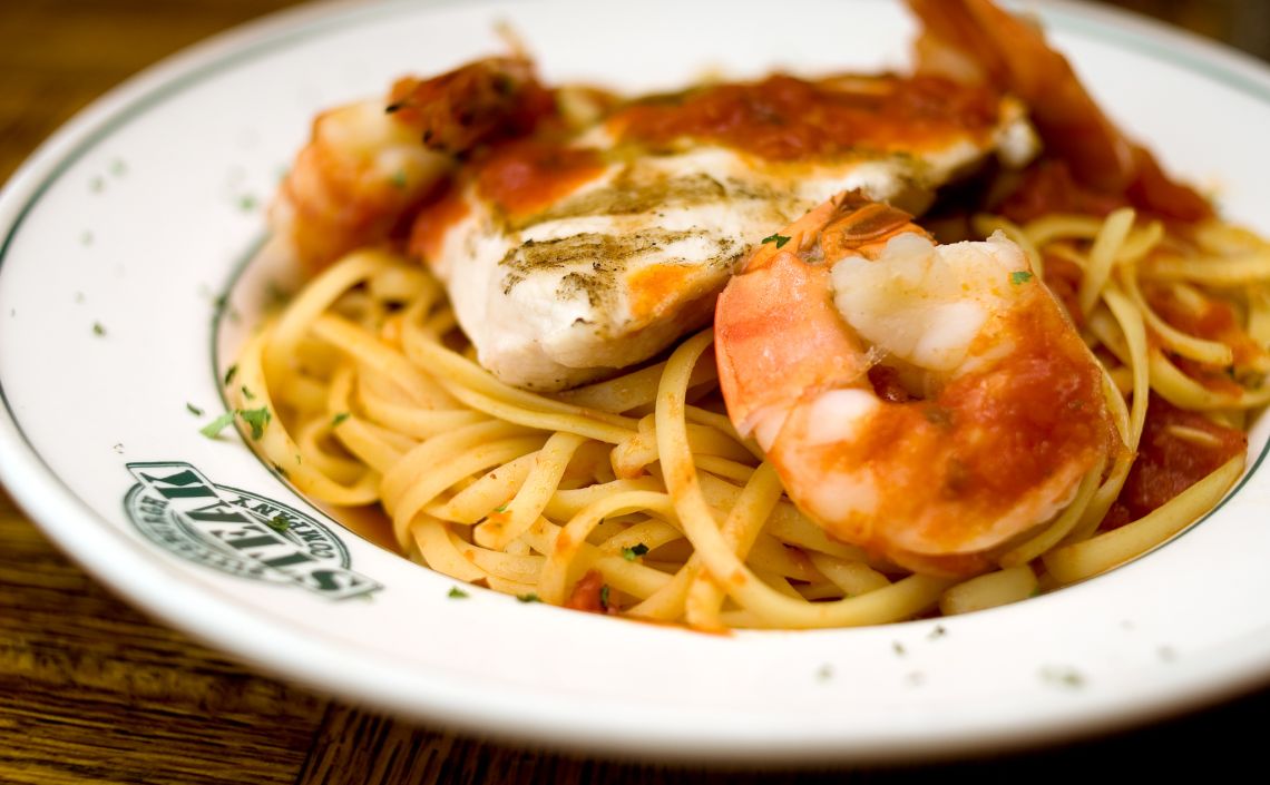 Chicken and Shrimp over Linguine at Pittsburgh Steak Company