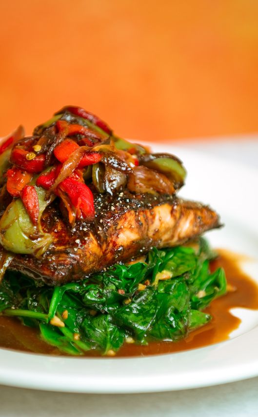 Salmon over Spinach at Pizzutti's