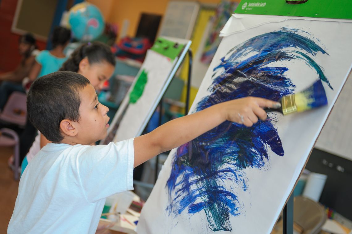student getting expressive during art battle