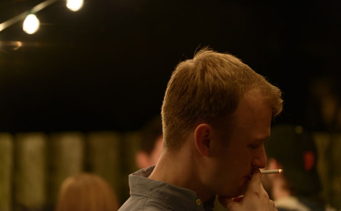 A guest takes a drag.