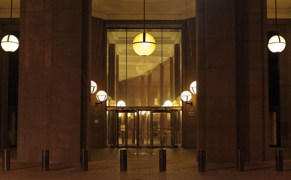 outside the goldman sachs building in financial district