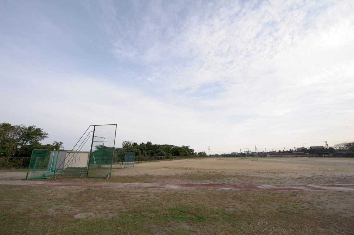 facilities at a middle school in nawa, yonago, japan football field