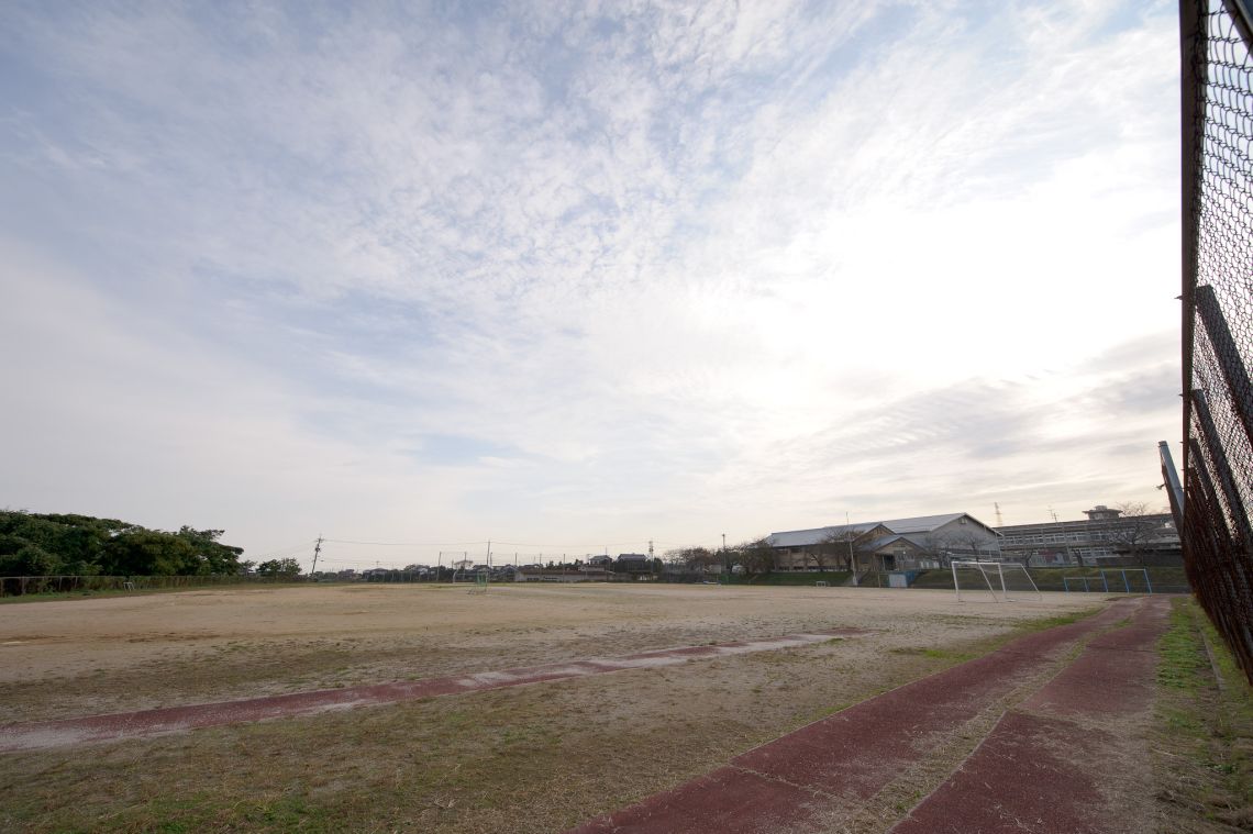 facilities at a middle school in nawa, yonago, japan football field