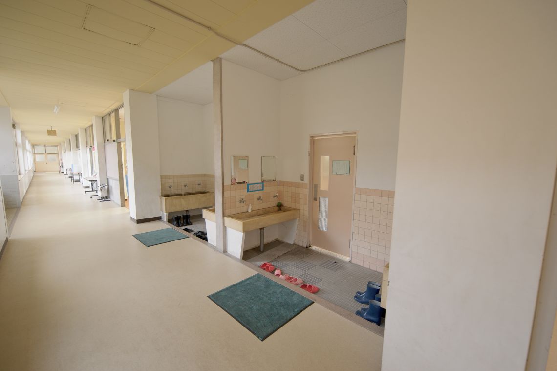 facilities at a middle school in nawa, yonago, japan bathroom entrance