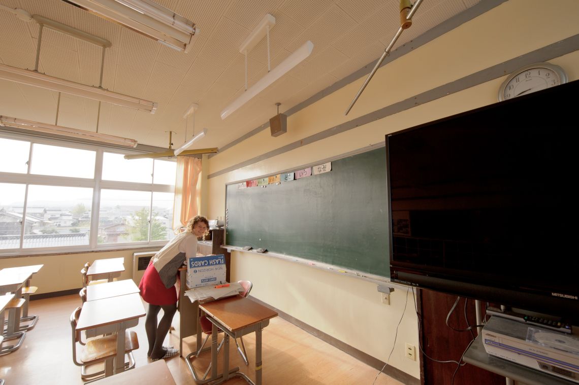facilities at a middle school in nawa, yonago, japan classroom english