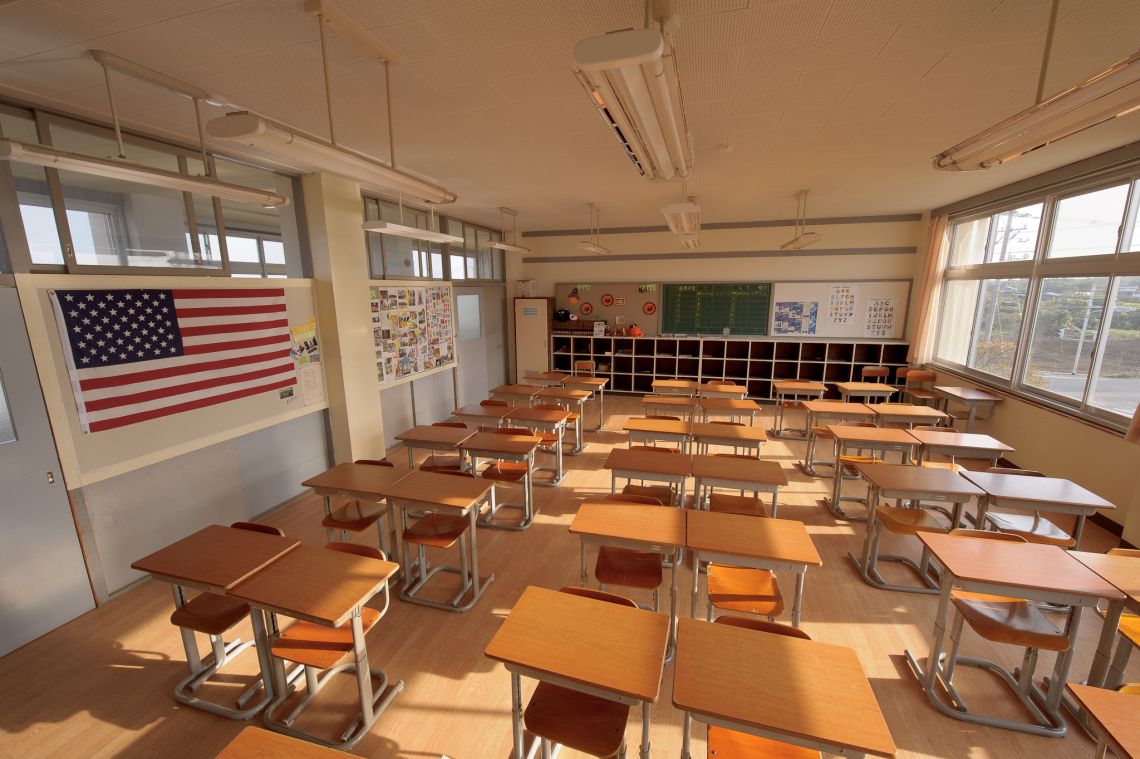 facilities at a middle school in nawa, yonago, japan classroom english