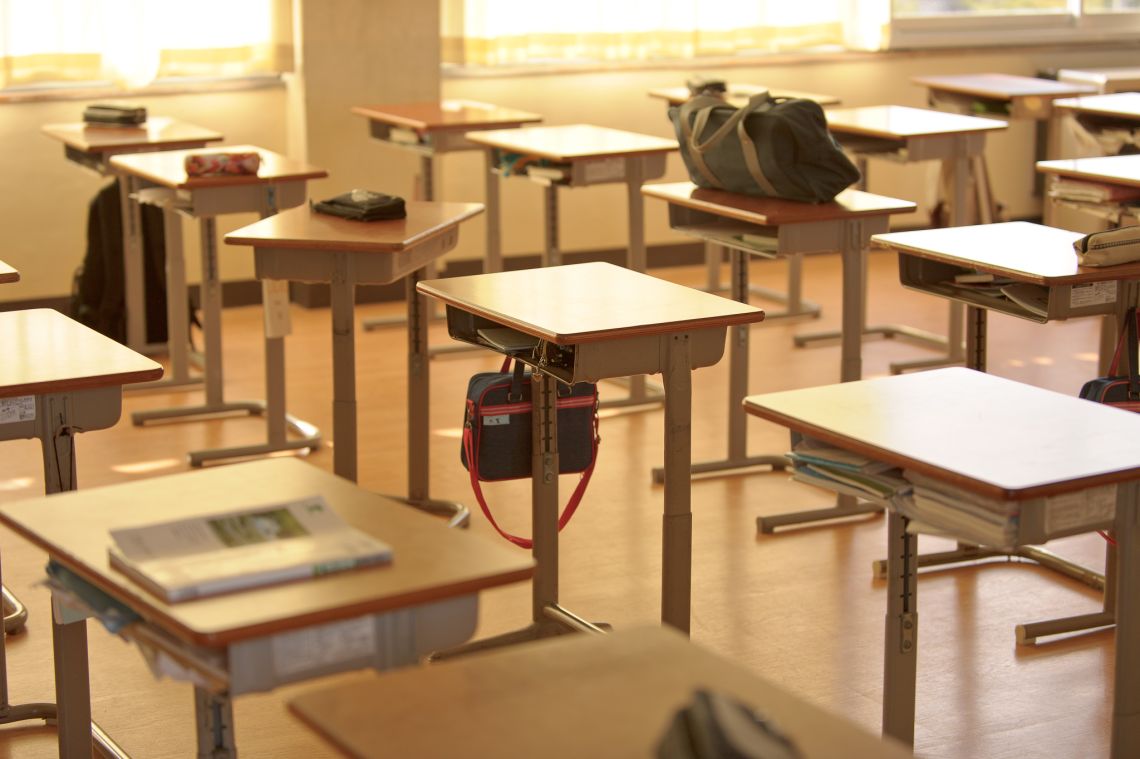 facilities at a middle school in nawa, yonago, classroom