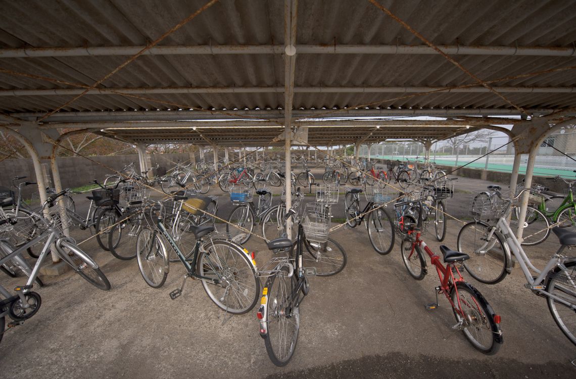facilities at a middle school in nawa, yonago bicycle parking