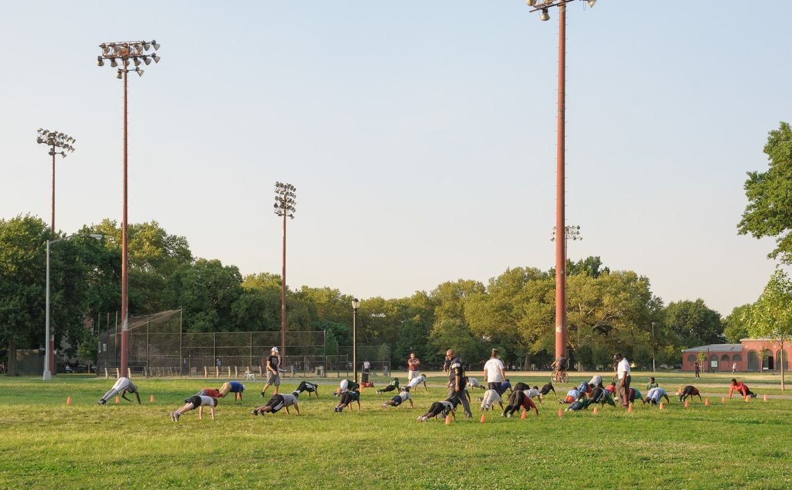 football warm ups mccarren park
