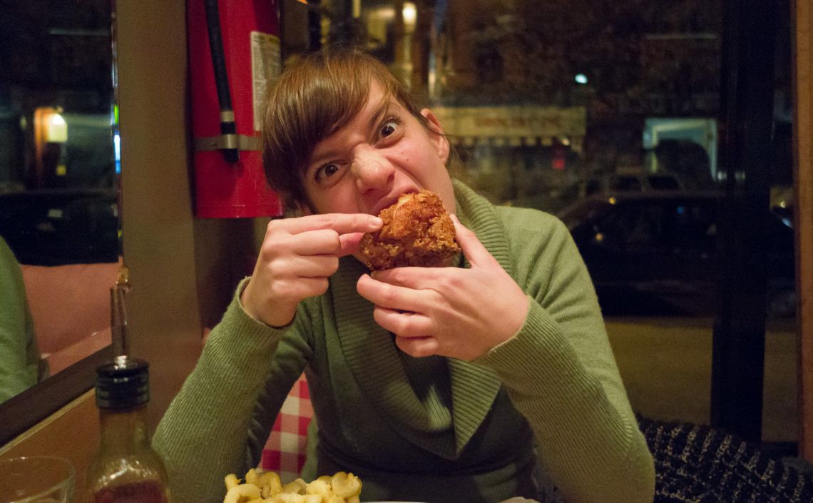 hungarian girl with fried chicken