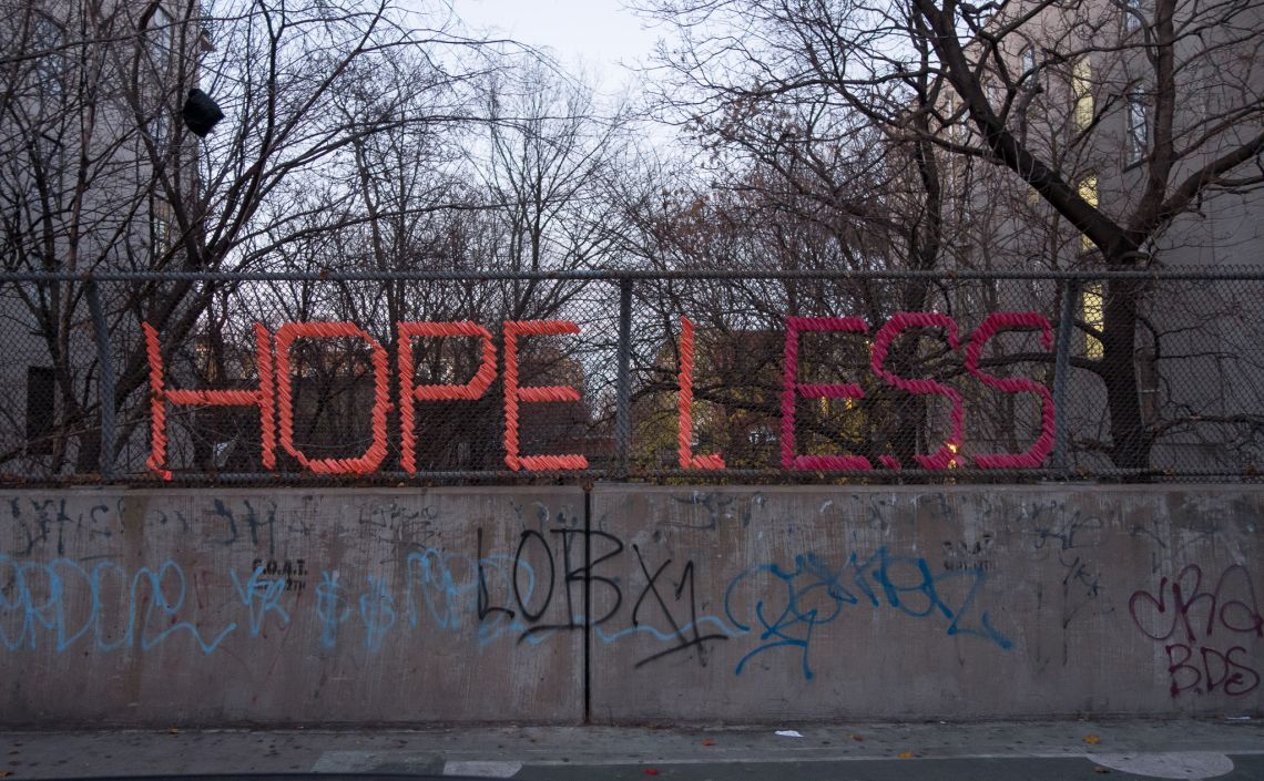 hope less streamer in fence