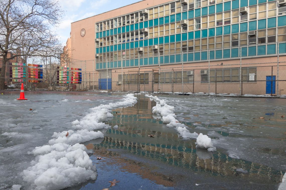 A path through the slush in the Lower East Side