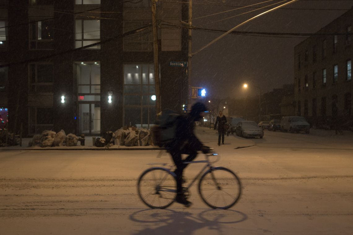 Cyclist in the snow