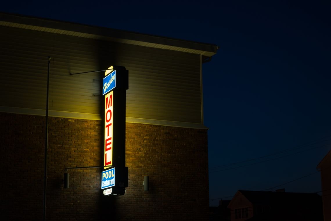 glowing hotel signage