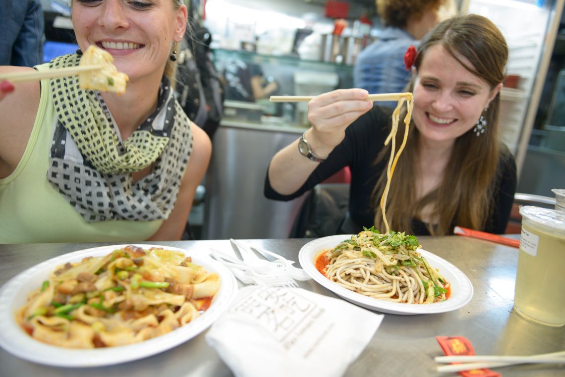 women eating noodles xian famous