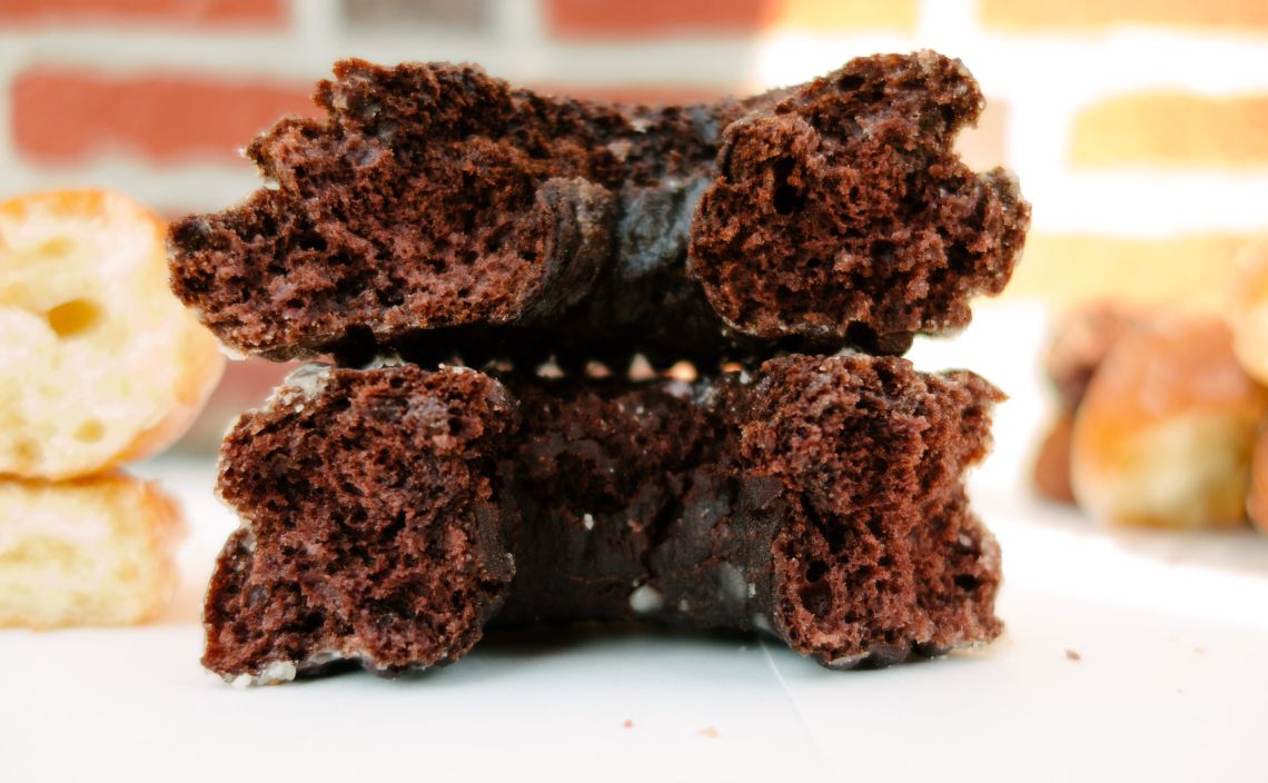Chocolat Cake Donuts from both Moe's Doughs and Peter Pan Donuts and Pastries
