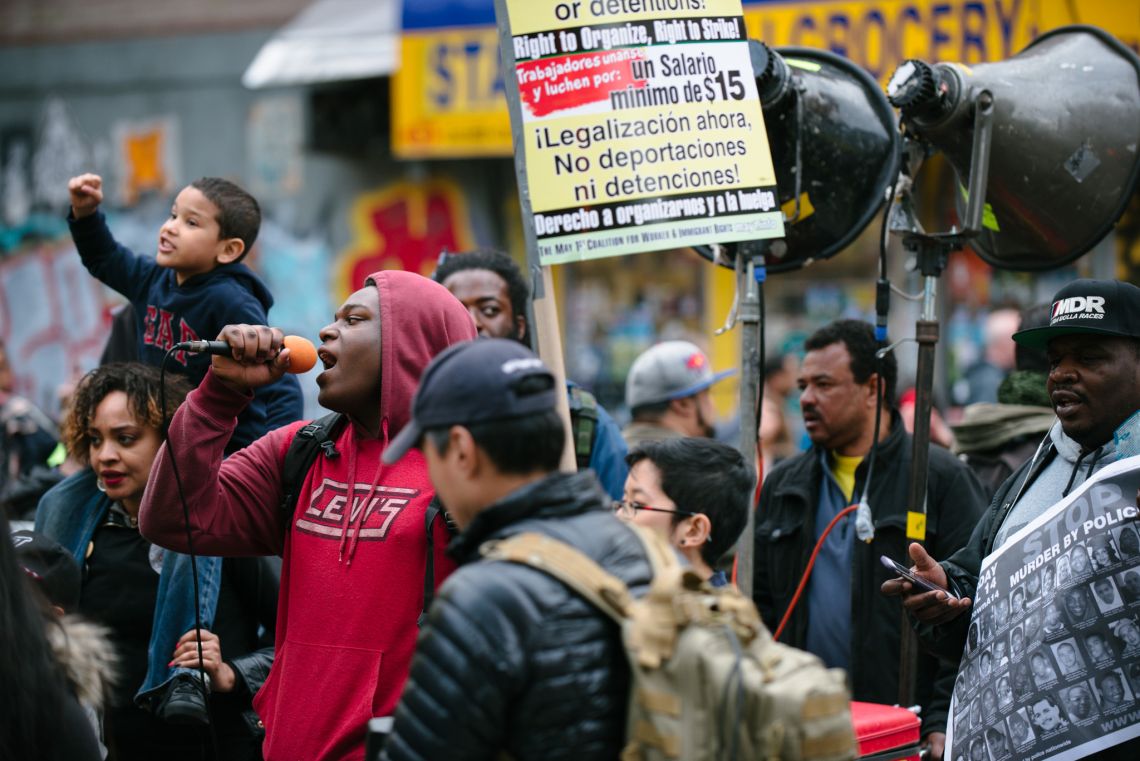 marchers at may day nyc 2015