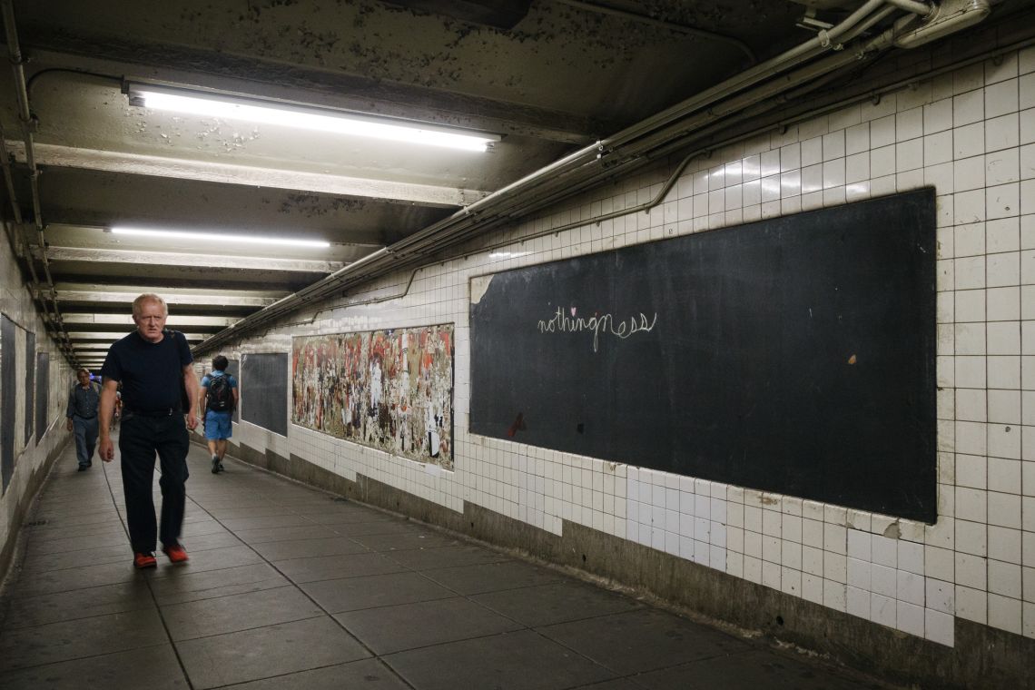 nothingness grafitti at west 4th street subway stop