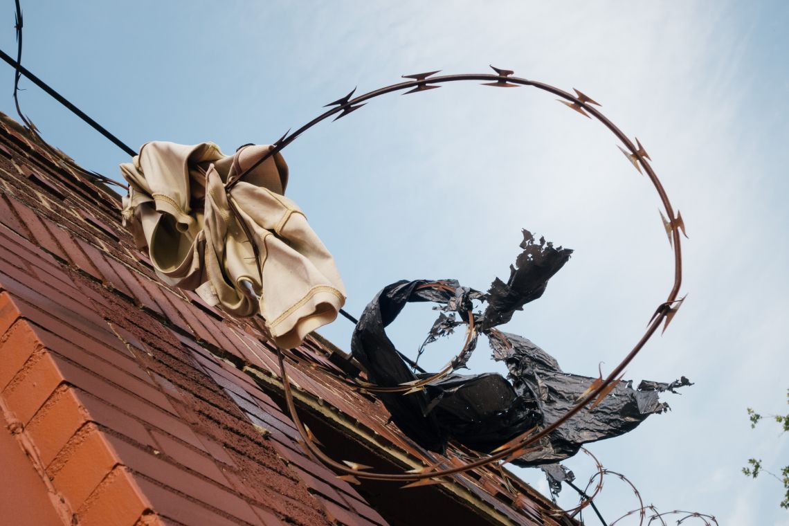 Polo shirt on barbed wire