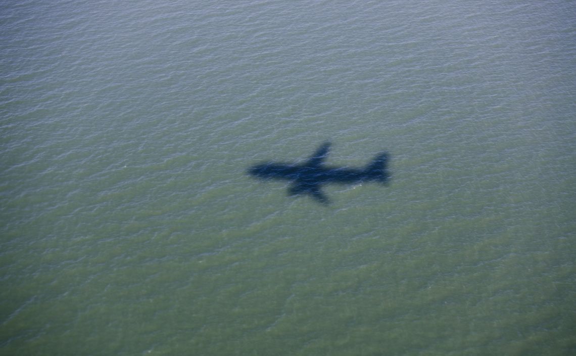 Slightly less above the San Francisco Bay, approaching the airport
