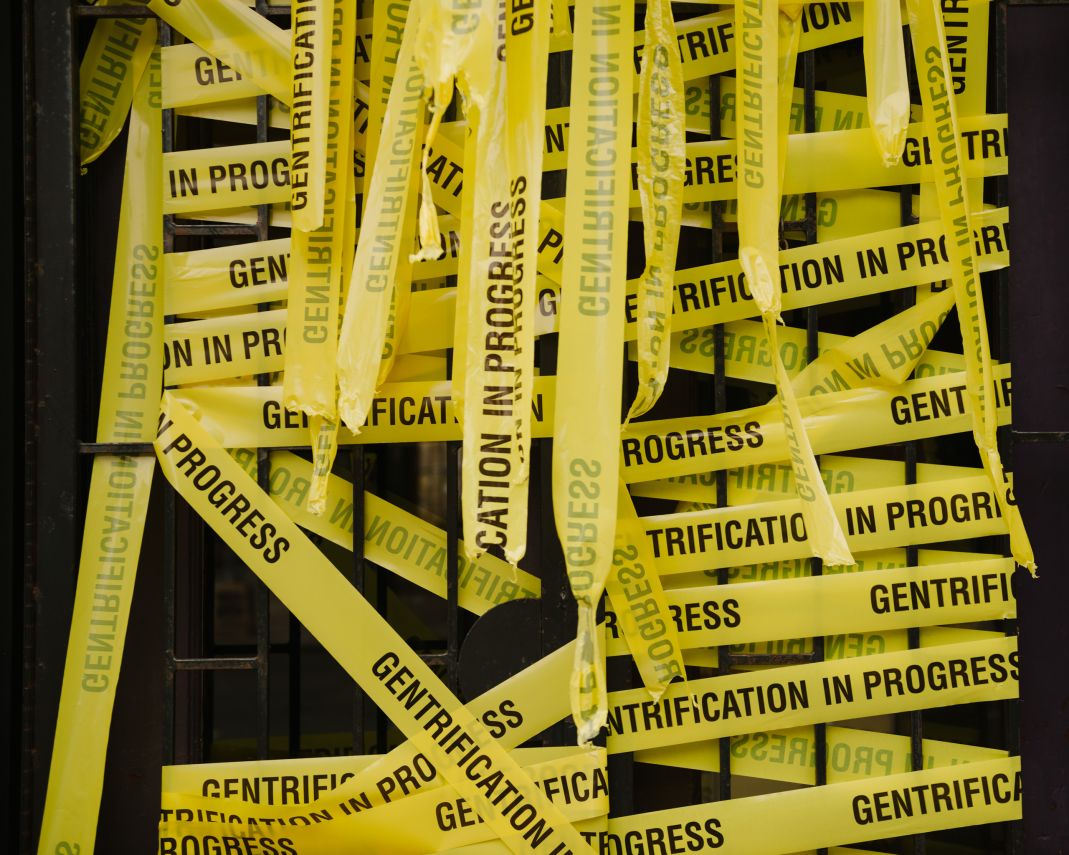 Nita Nita in Williamsburg, Brooklyn has closed and become a gentrification crime scene/artist installation.